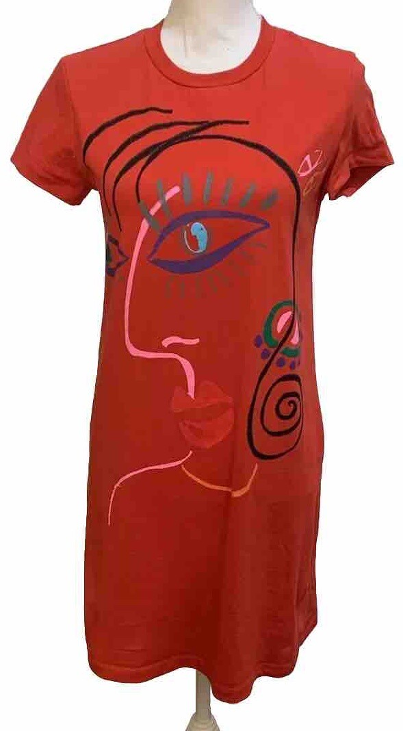 DESIGUAL Malua Artsy Design T-shirt Dress Red Size XSmall