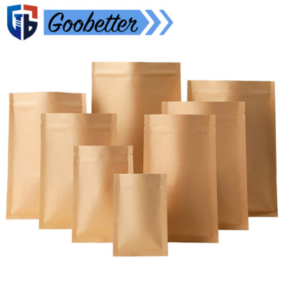Zip Kraft Paper Food Lock Packaging Bag Resealable Paper Pouch Foil Heat Seal