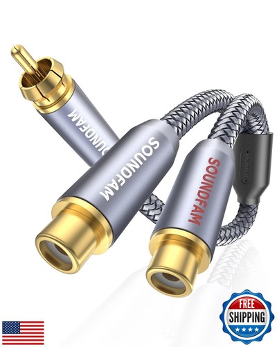 SOUNDFAM RCA Y Splitter 1 Male to 2 Female RCA/Phono Splitter Cable Stereo Y