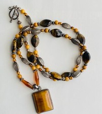 Necklace Tiger's Eye Gemstone Beads Pendant
