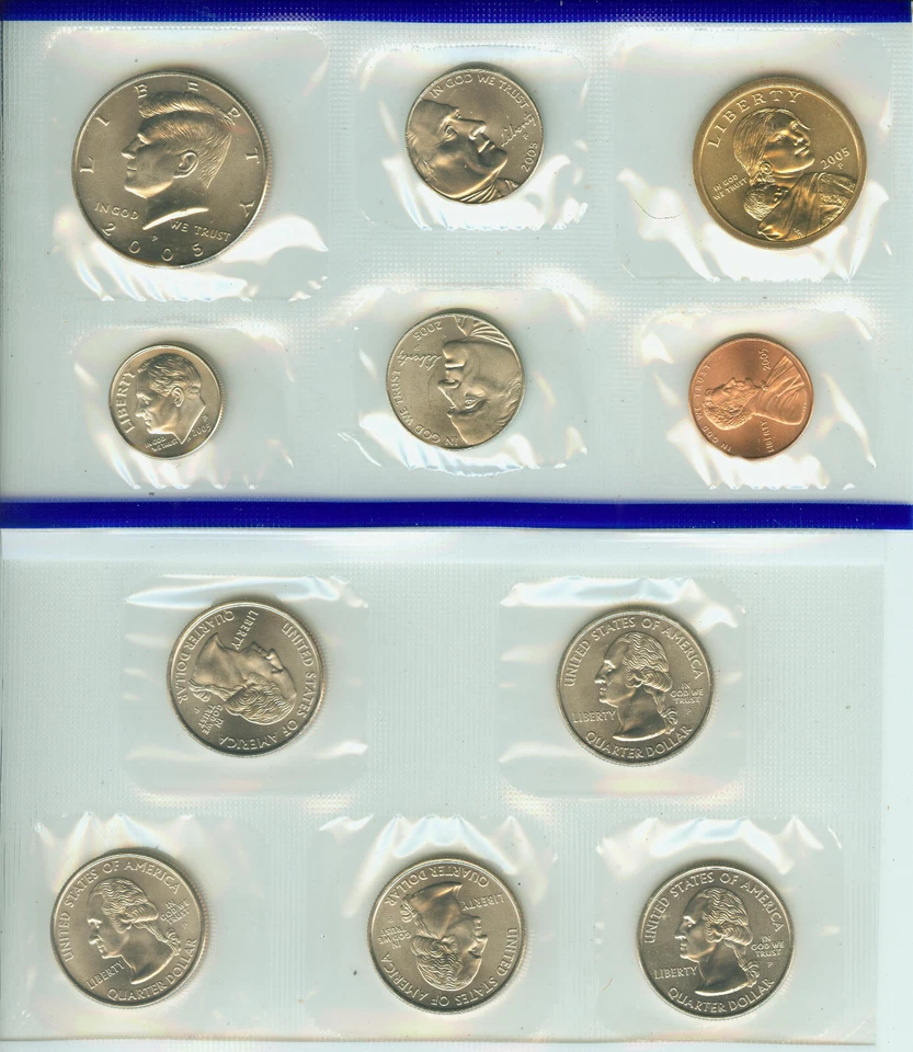 2005 US Mint 22 Coin uncirculated set error with die gouge on the W.V. Quarter  - Image 2 of 4