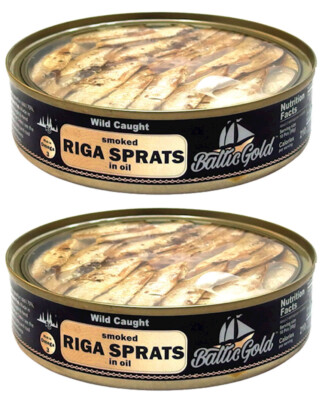 #ad 2 PACK BALTIC GOLD Smoked SPRATS in Oil 160gr Made in LATVIA $9.99