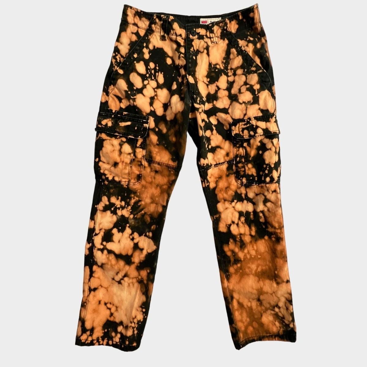 Wrangler Cargo Pants Custom Mens 30X30 Relaxed Bleach Tie