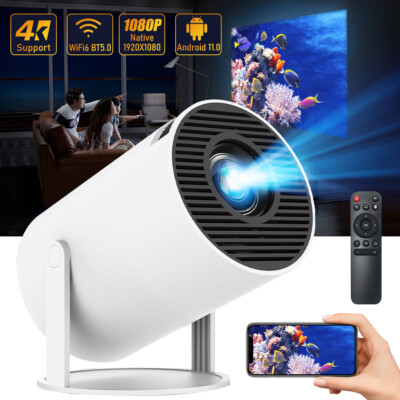 4K 1080P Mini Projector 20000 Lumen LED WiFi Bluetooth UHD Portable Home Theater