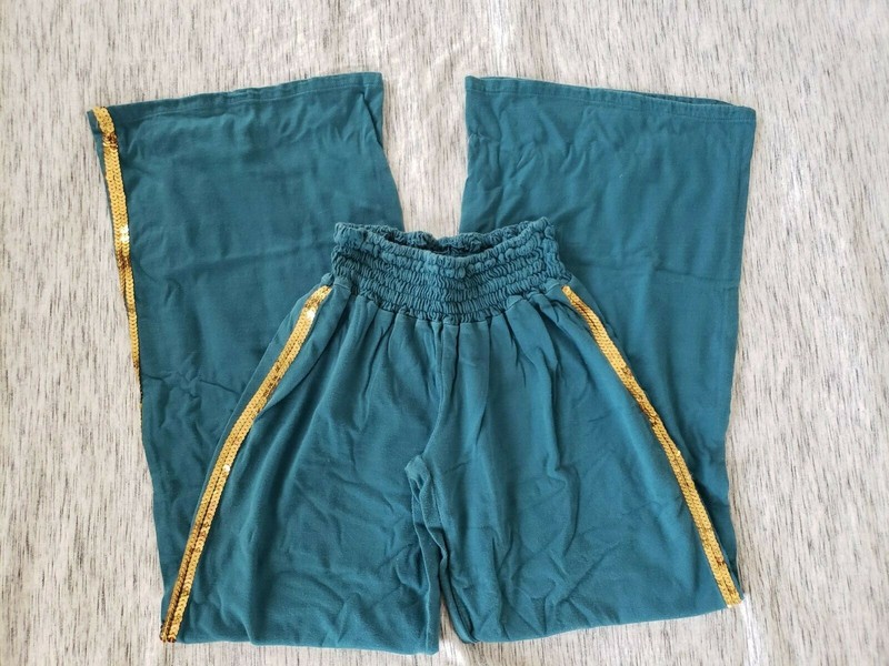 [dELiA*s] Teal Smocked Waist Wide Leg Pants Gold Sequin Detail Marching Band