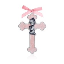 Pink Baby Wall Cross Baptism Gifts for Girls Praying Boy Cross Wall Hanging D...