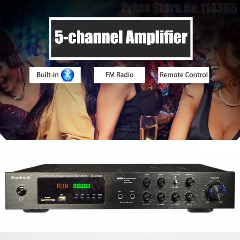 AV-628BT 2000W HiFi Verstärker 5 Kanal Stereo Amplifier Bluetooth Vollverstärker - Bild 4 von 4