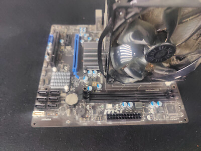msi 760gma-p34 fx motherboard, with Huge cooling tower and fan and AMD chip