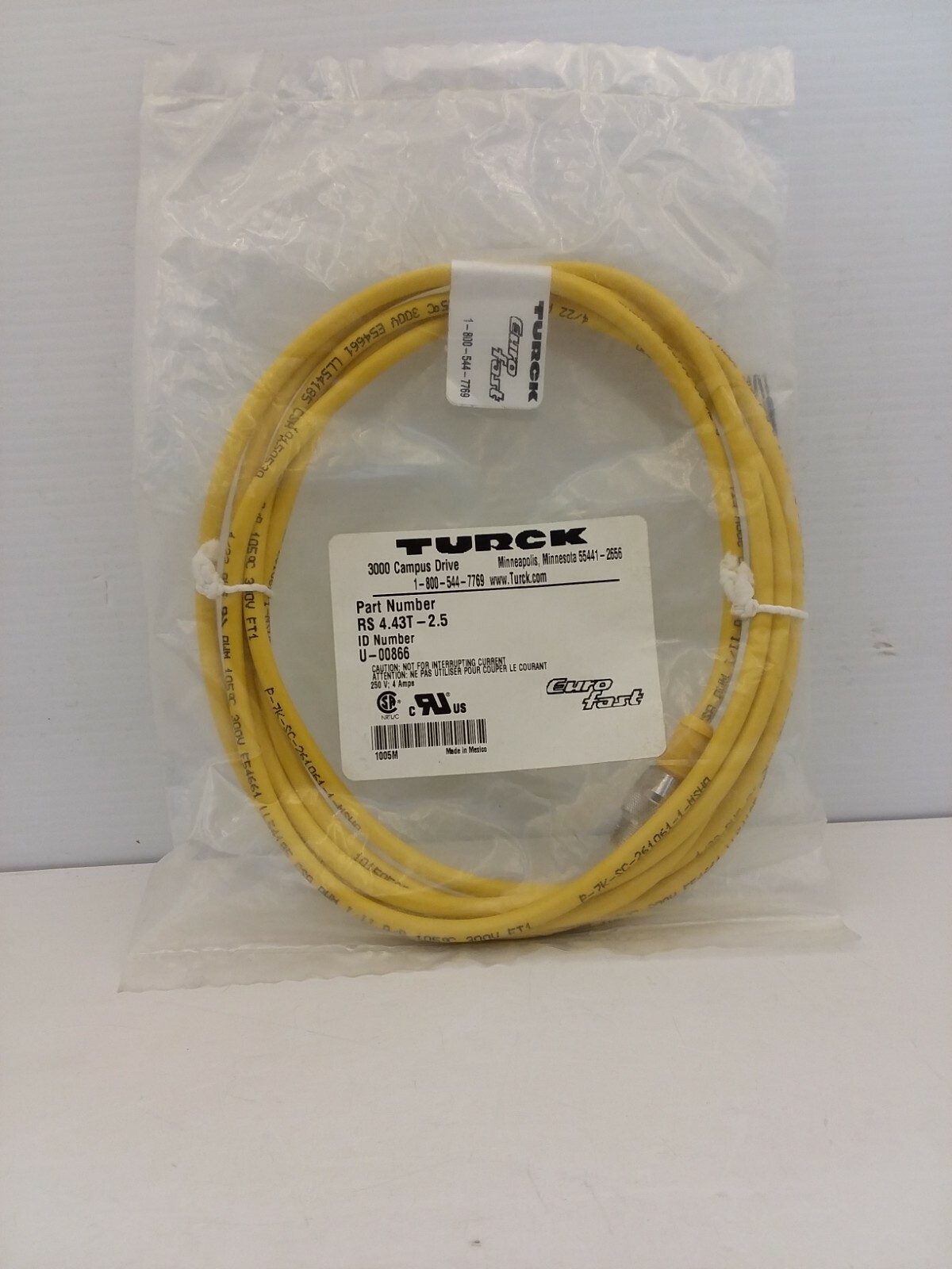 Turck Cable RS 4.43T-2.5 (U-00866) EUROFAST 4 PIN NIB
