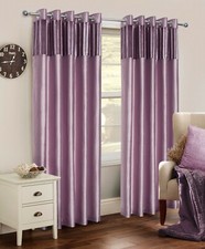 Paris Crushed Crush Velvet Stripe Curtains  Eyelet Ring Top Lined Faux Silk