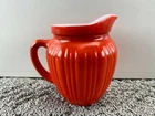 Vintage Hazel Atlas Orange Creamer Platonite Gay Rainbow Milk Glass Pitcher 4"