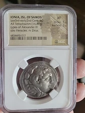 IONIA, SAMOS RARE! AR Tetradrachm 2 BC. Ancient  Greek NGC XF PetetheGreek 4bd