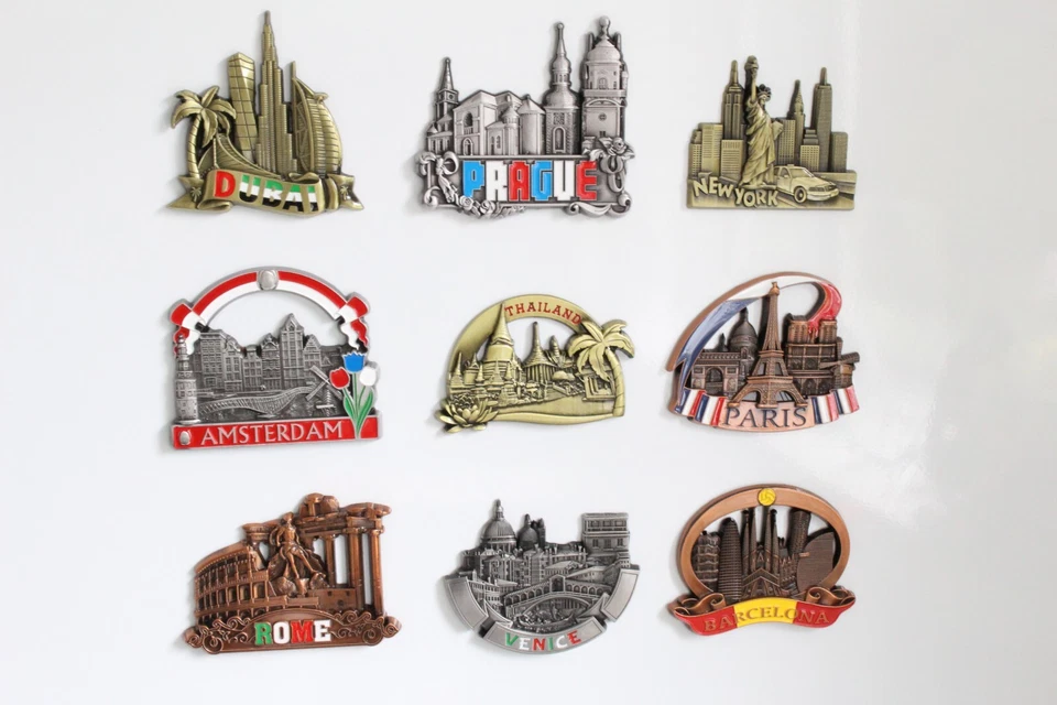 Metal Fridge Magnet Souvenir Gift Paris Rome Barcelona Dubai NewYork Amsterdam - Image 4 of 4