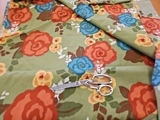 Boho  Voile Summer Apparel Floral Garden Bouquet Green By the Yard