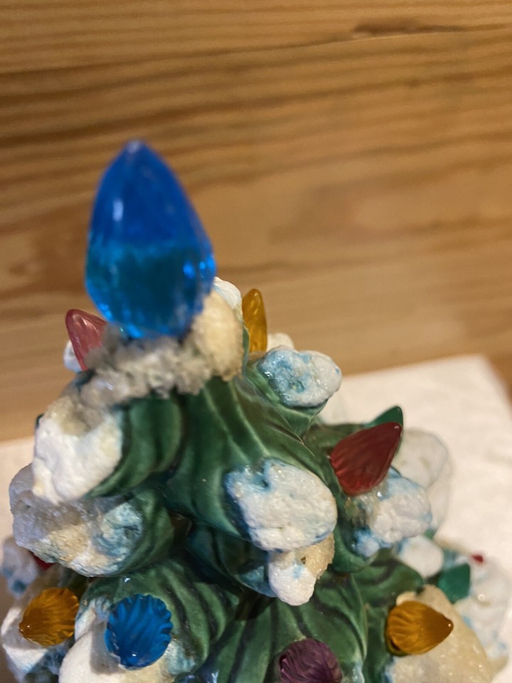 Vintage Ceramic Christmas Tree NO BASE Atlantic Mold Green Frothy Snow
