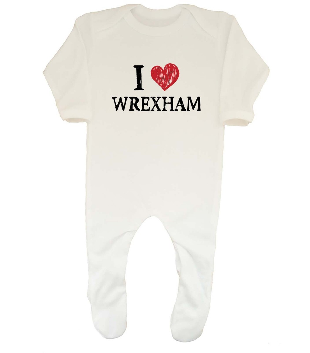 I Love Wrexham Baby Grow Sleepsuit Wales Welsh Football Boys Girls