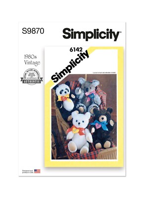SIMPLICITY 9870 PLÜSCHBÄR 80er Jahre Schnittmuster PANDA KOALA TEDDY EISBÄREN