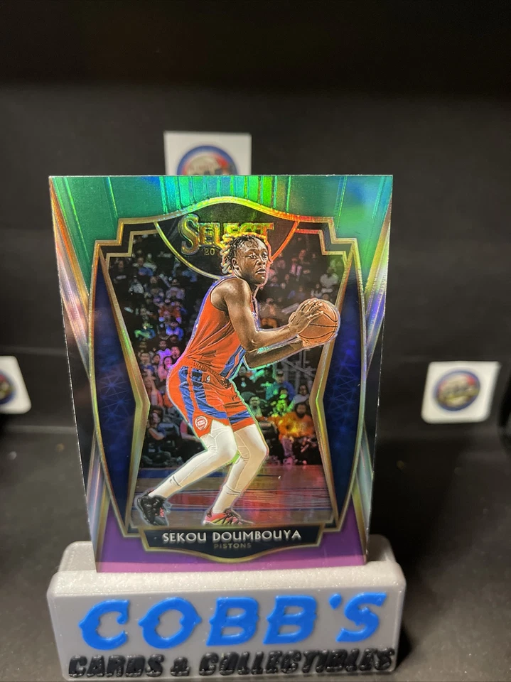 Sekou Doumbouya 2020-21 Select Premier Level Green White Purple Prizm Pistons - Image 4 of 4