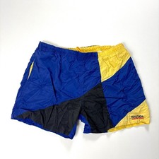 Vintage Nautica Mens Competition Swim Trunks Blue Yellow Sz M Nylon Lined