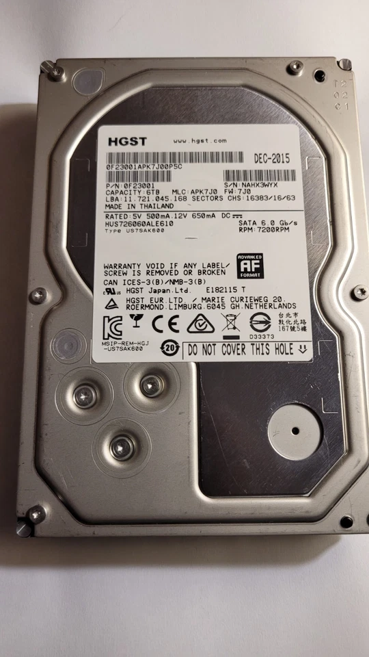 Disque Dur 6To 3''5 HGST Ultrastar 7200RPM SATA III 