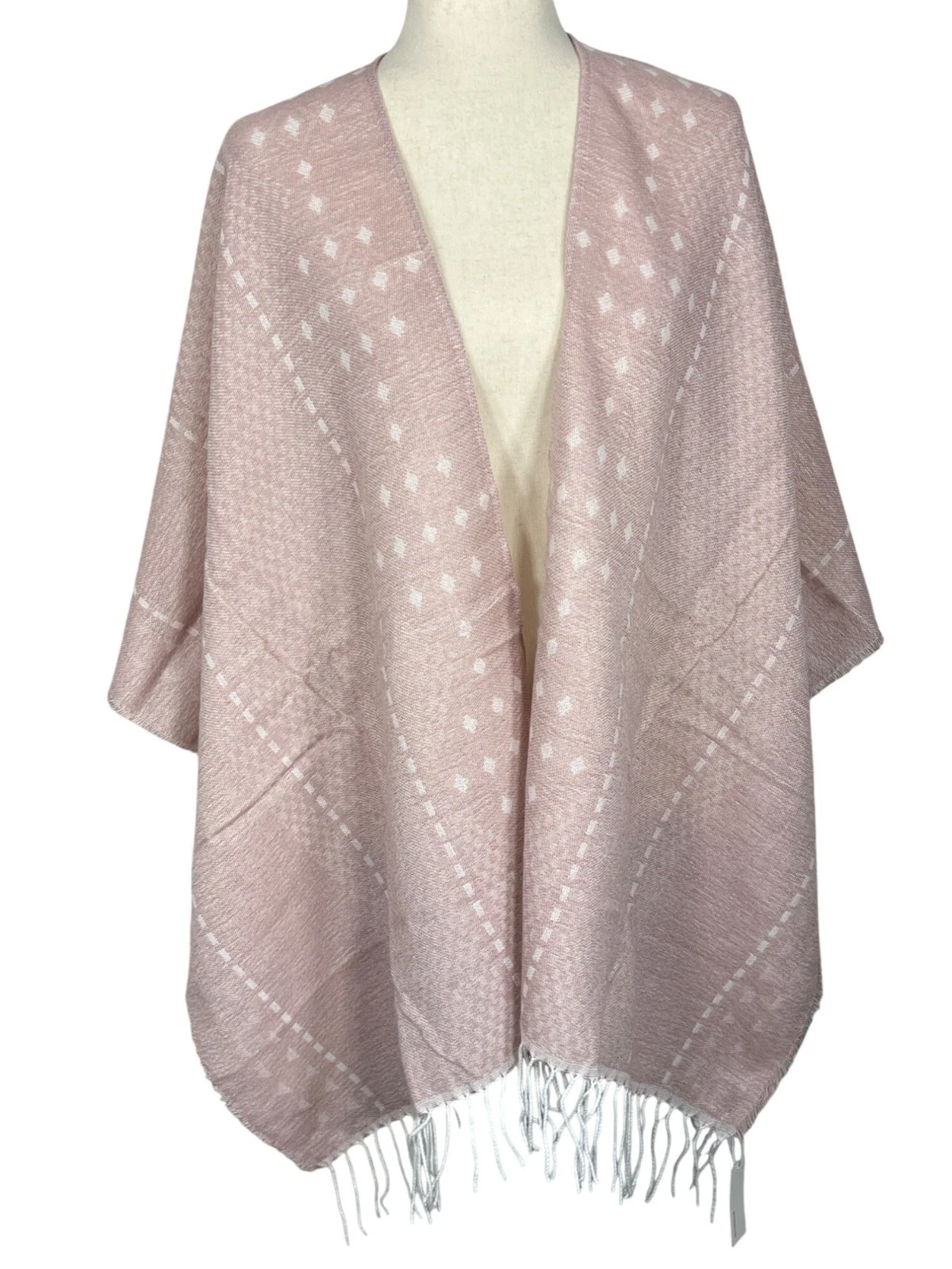GENTLE FAWN Hermosa Fringed Kimono/Poncho Shawl Dusty Pink Size XS/S NWT