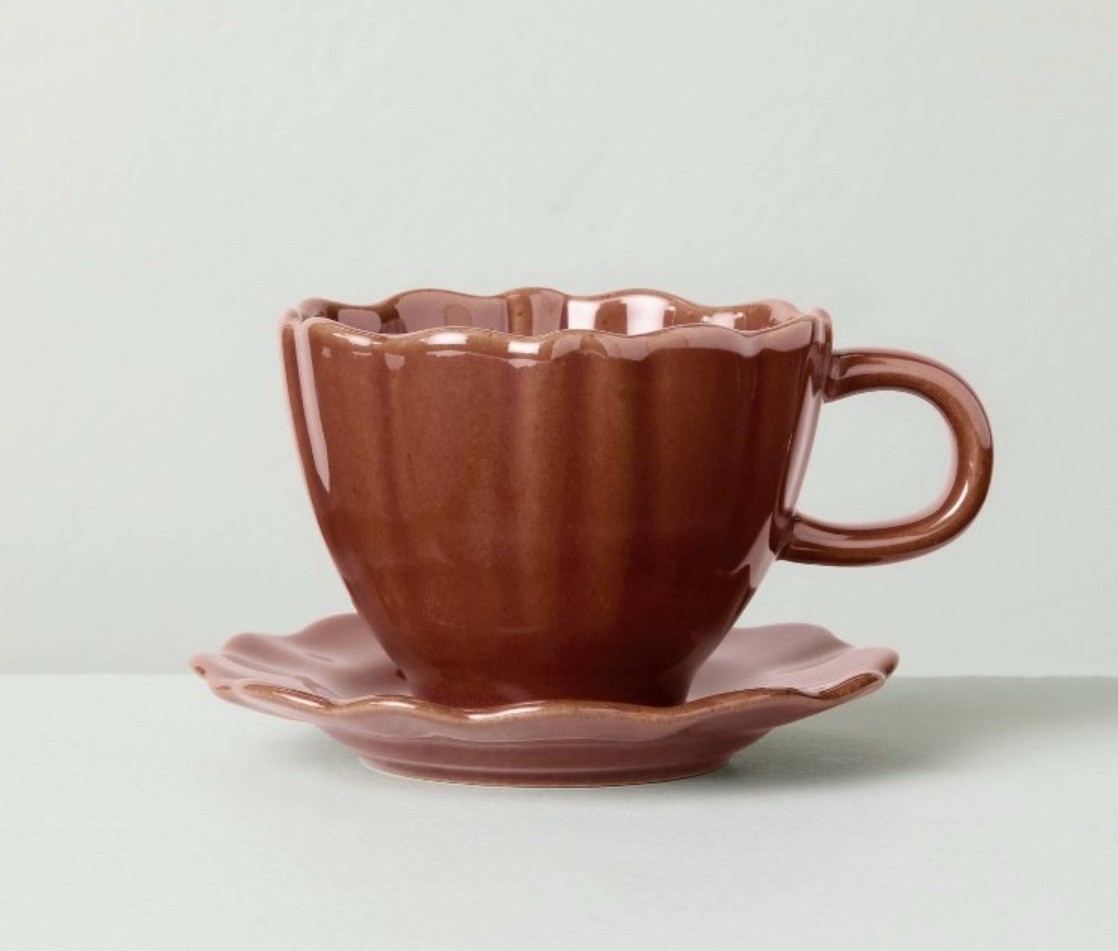 Hearth & Hand Magnolia 5oz Scalloped Brown Stoneware Espresso Cup