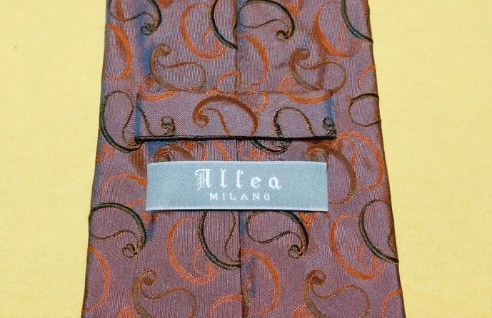 Gravata paisley ALTEA MILANO FEITA NA ITÁLIA MARROM/LARANJA/VERDE - GRAVATAS DE DESIGNER. - Imagem 3 de 3