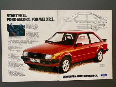 Start Frei Ford Escort Formel XR3 Oldtimer 1981 Vintage Ad Werbung Reklame