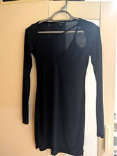 PRETTYLITTLETHING Black Long Sleeve Cut-Out Bodycon Short Dress UK 6
