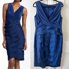 Adrianna Papell Tiered Sleeveless Cocktail Dress Royal Blue Sz 14