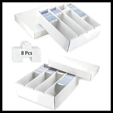 White Card Storage Box with Dividers for Trading Cards - Collapsible and Stur...