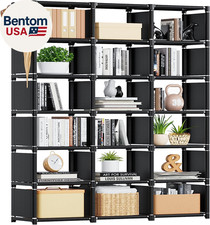 Bookcase, 18-Cube Extra Large Book Shelf, DIY Cube Storage Organizer for Bedroom