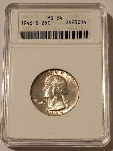 1946 S Washington Quarter MS64 ANACS Light Patina