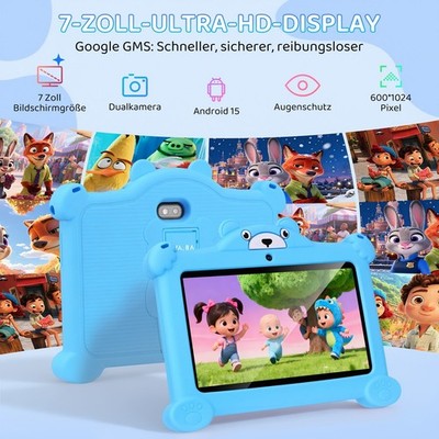 7 Zoll Kinder-Tablet Android 15 32GB WLAN Bluetooth Lern-Apps Tablet-PC IPS OTG