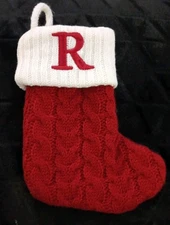 ST. NICHOLAS SQUARE 7" MINI Red Christmas Stocking "R" Initial 