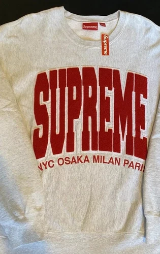 Sweat FW21 Supreme Crewneck Cities gris XL Xtra Large Neuf avec étiquette Rare Rétro