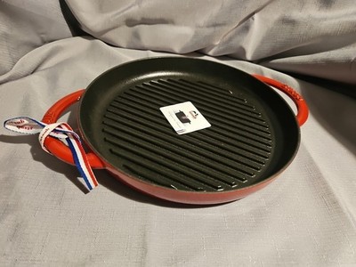 Staub Red Cast Iron Pure Grill Pan , 10'' inch Made in France