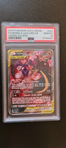 Pokemon Card Naganadel & Guzzlord GX 224/236 Tag Team Cosmic Eclipse PSA 10