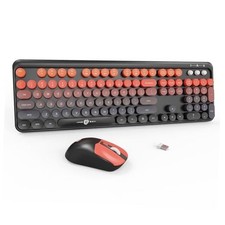 Wireless Keyboard and Mouse Combo  Cute Colorful V2050 Black Orange Gradient