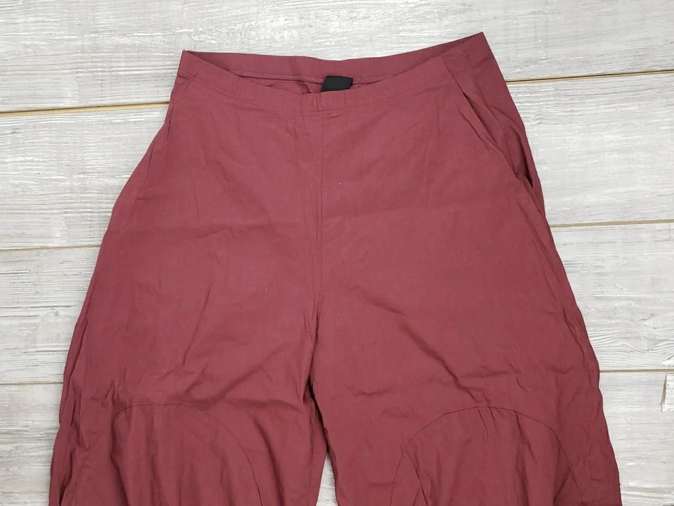 全新 Rundholz 黑色标签女式 XL 葡萄酒棉/亚麻阔腿裤 — 第 3/4 张图片