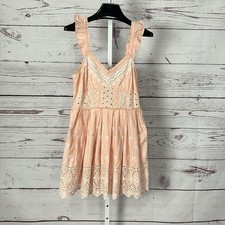 LoveShackFancy Mochi Dress Pink Eyelet Embroidered Ruffle Strap Size 2