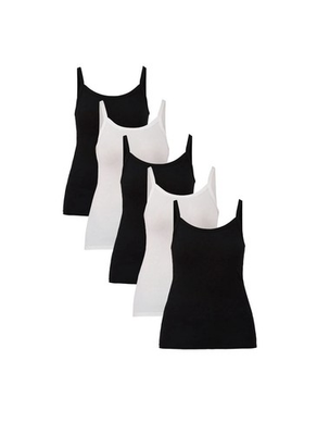 #ad Women’s No Boundaries Ribbed Cami Top 5 PACK 3 Black 2 White XXL NEW $12.74