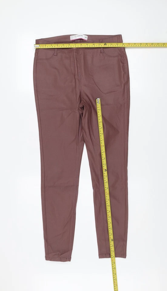 Next Women Brown Faux Leather Stretch Leggings Size 14 - Image 2 of 4