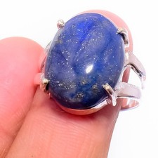 Lapis Lazuli Gemstone Handmade 925 Sterling Silver Jewelry Ring Size 7 US 
