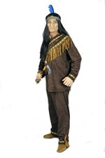 dunkelbraunes Indianerkostüm Herren Indianer Wildlederoptik Western Karneval