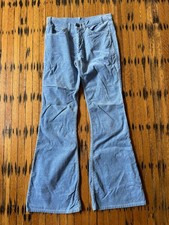 Vintage 70s Levi's White Tab 646 Corduroy Flares Light Blue Bell Bottoms 32x33