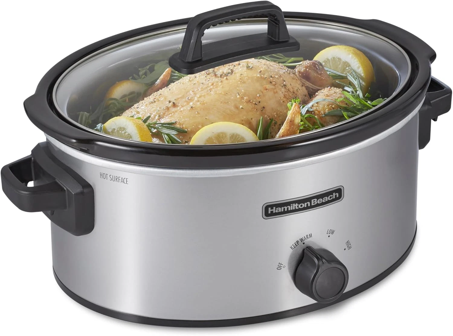 6-Quart Slow Cooker with 3 Cooking Settings, Dishwasher-Safe Stoneware Crock & G