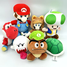7 Nintendo Super Mario Plush Red Yoshi Toad Boo Goomba Tanooki Green Shell Lot