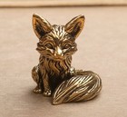 Brass Fox Animal Statue Small Sculpture Tabletop Figurine Home Decor Gifts