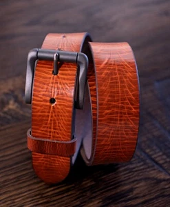 Men's Genuine Buffalo FULL GRAIN SOLID Leather Belt, 1.5" Wide, Handmade in USA
